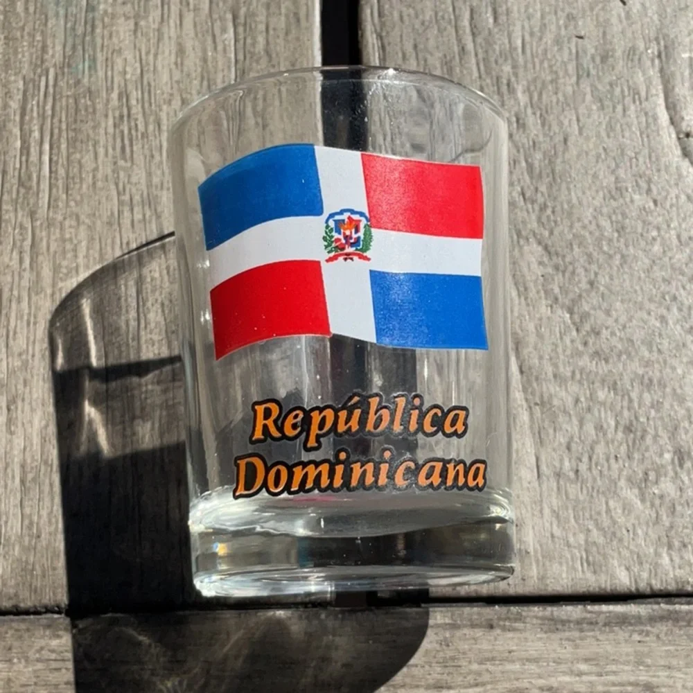 Colorful Souvenir Shot Glass Set Dominican Republic, Costa Rica, Aruba Lot of 3